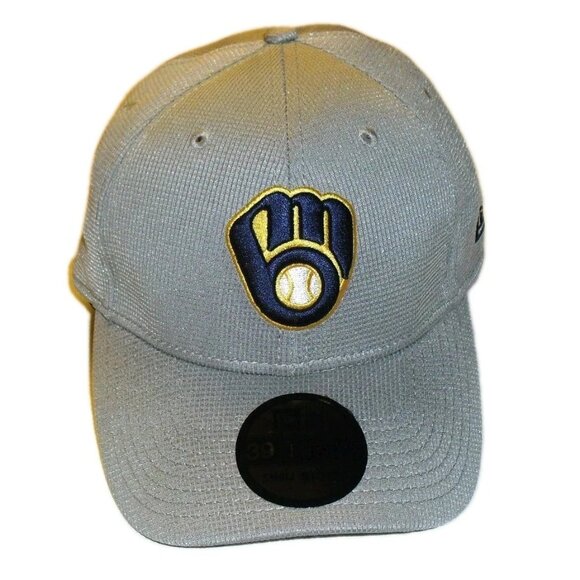 Milwaukee Brewers Mens New Era 39 Thirty Grey Color Hat Cap Sz. Small/Medium New - Picture 1 of 4